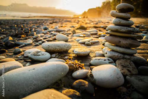 Stack of Stones on the Beach