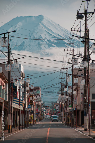 商店街と富士山