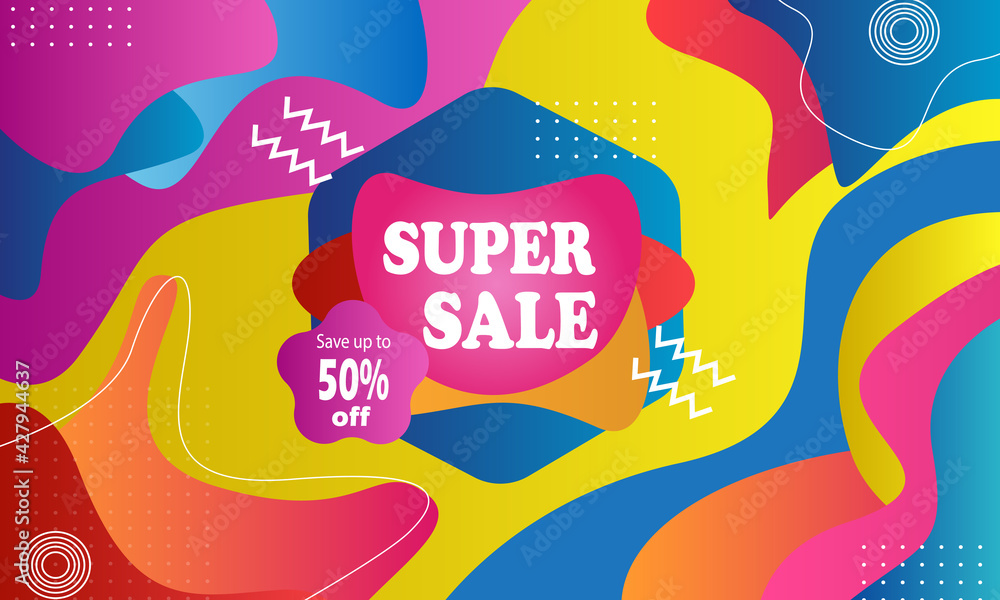 modern abstract fun colorful super sale banner