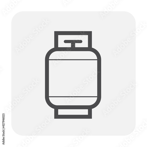 LPG gas tank, gas cylinder vector icon. Also called bottle, canister. Refill pressure vessel or container for storage natural gas, liquefied petroleum gas, propane, butane at high pressure for cooking