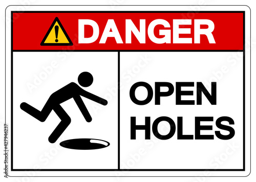 Danger Open Holes Symbol Sign, Vector Illustration, Isolate On White Background Label. EPS10