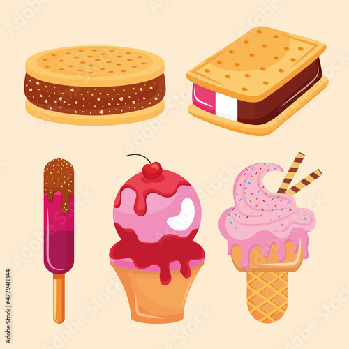 five iced confectionery icons