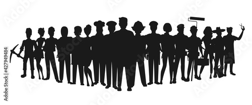 Professional worker people silhouettes. May 1 is the World Labor Day. Vector illustration on isolated background.