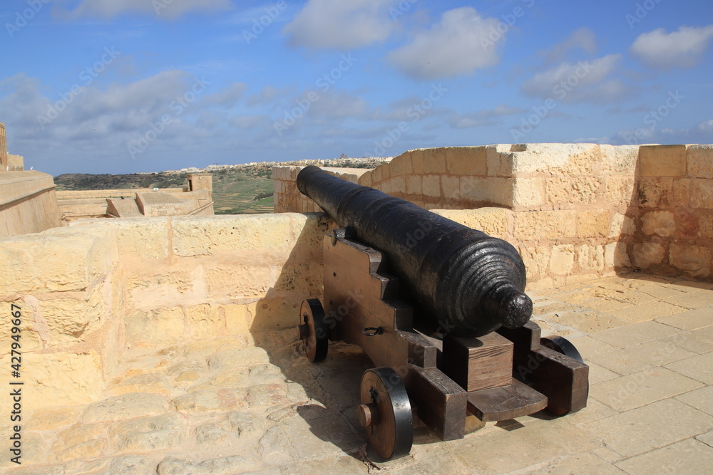 Old cannon on an old fortress in Malta