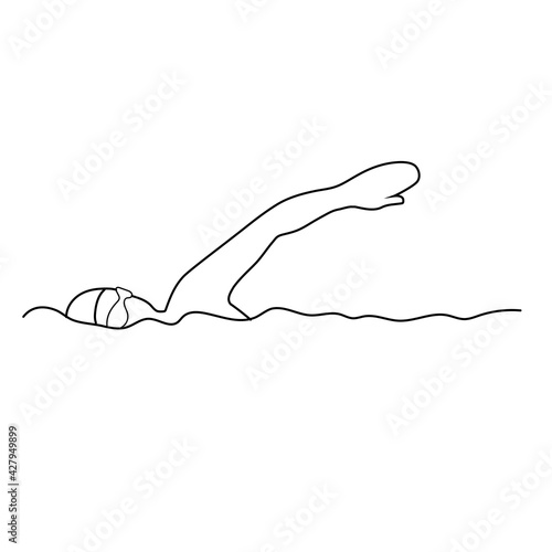 Swimming logo template. Line art