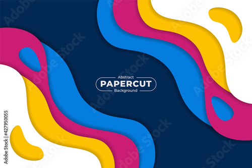 Colorful Abstract Dynamic Shape Paper cut Style Background with Overlapped Shadow Layer