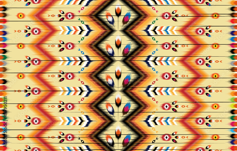 Ikat geometric folklore ornament. Tribal ethnic vector texture. 
Seamless striped pattern in Aztec style. Figure tribal embroidery. 
Indian, Scandinavian, Gyp
sy, Mexican, folk pattern.