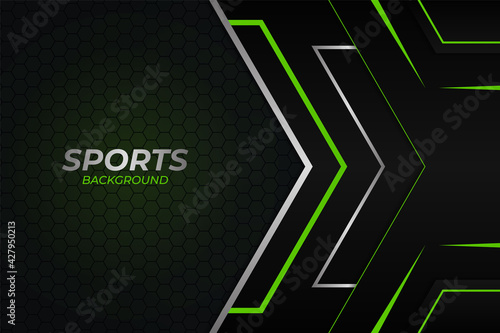Futuristic Sports Background Dark and Green Glow in The Dark Modern Style