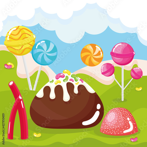 candies in landscape