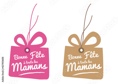 étiquette cadeau, bonne fête à toutes les mamans, fête des mères, rose et kraft