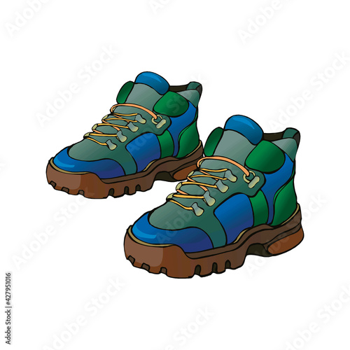 Vector Cartoon Illustration - Extreme Hiking Boots. Front View