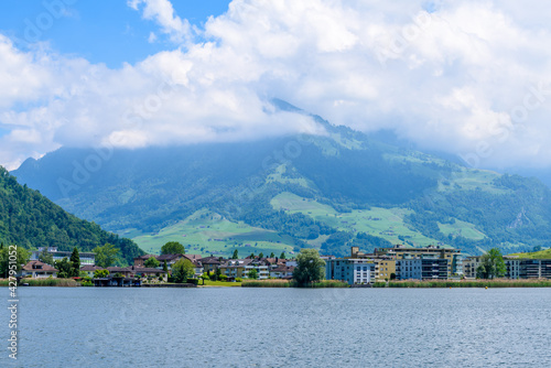 Waterview on Swiss village near Lucerne, Switzerland.