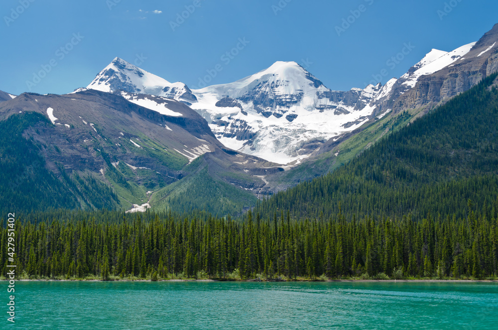 Majestic mountains and lake in Canada.