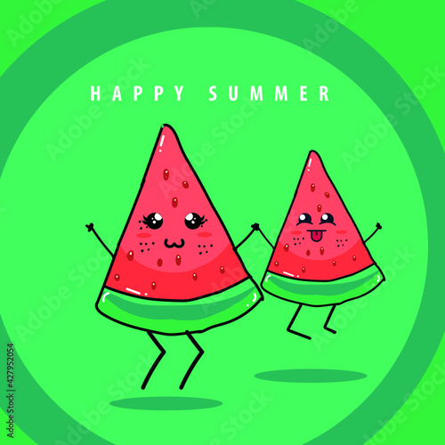 cuter watermelon vector illustration art 