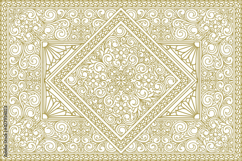 Decorative monochrome ornate retro design blank card