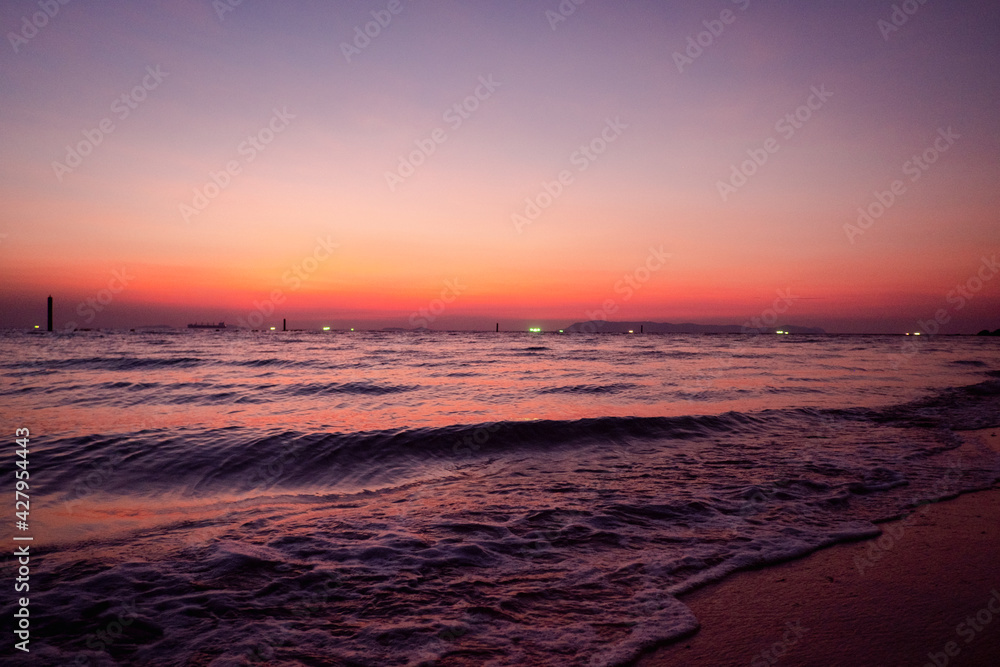 Beautiful sunset sea beach view evening time