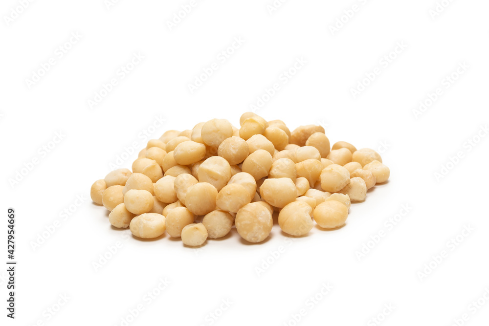 Macadamia nuts isolated on white background. Macadamia nuts isolated on white background.
