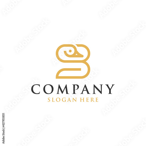 Letter B Swan Minimalist Logo Design