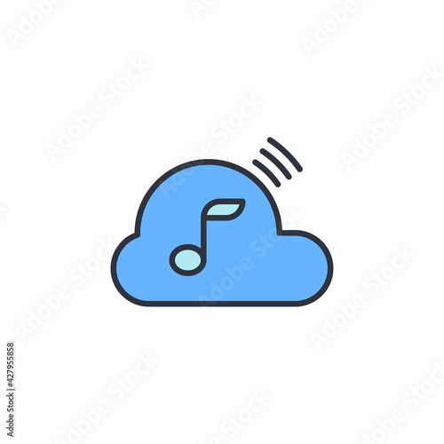  Music streaming service icon isolated on white and black background. Sound cloud computing, online media streaming, online song, audio wave. Vector Illustration