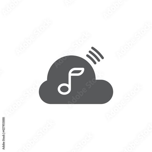  Music streaming service icon isolated on white and black background. Sound cloud computing, online media streaming, online song, audio wave. Vector Illustration