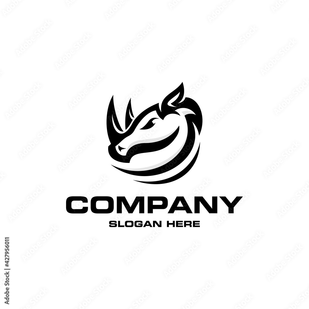 Animal Rhino Vector Logo Design Animal Rhino Vector Logo Design