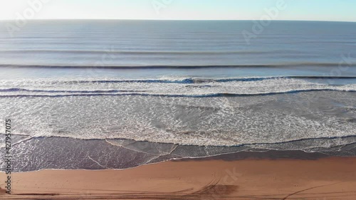 beach in the morning. ocean. beach, argentina, 4k.