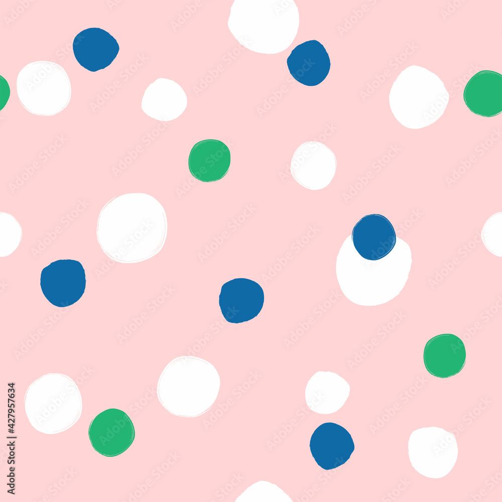Simple seamless pattern with round spots painted with a watercolor brush. Cute vector illustration. Simple seamless pattern with round spots painted with a watercolor brush. Cute vector illustration.