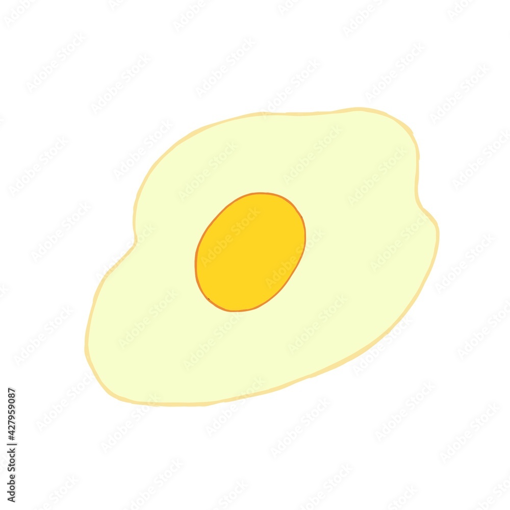 fried egg simple colored cute illustration food fried egg simple colored cute illustration food