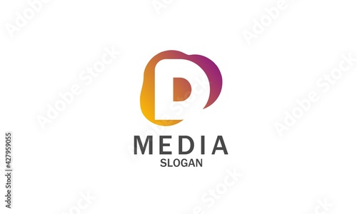 Letter D in negative space trendy fluid logo vector design