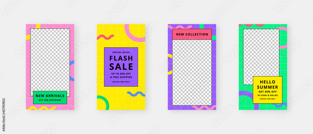 Social media template. Trendy editable social media stories template. Mockup isolated. Template design. Vector illustration. Social media template. Trendy editable social media stories template. Mockup isolated. Template design. Vector illustration.