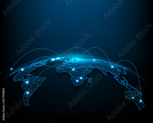 Internet network for international business currency transfer and exchange.