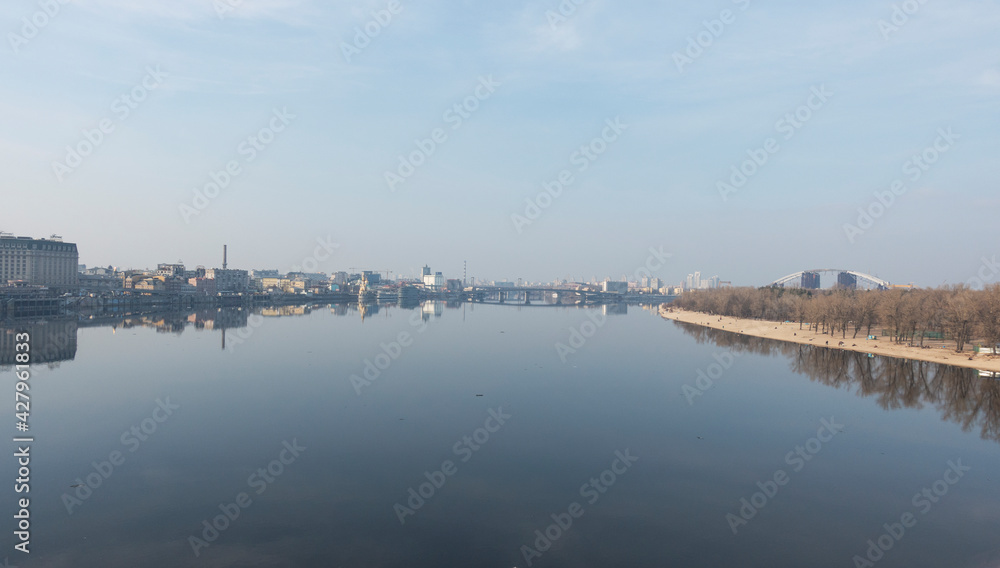 View of the Dnieper in Kiev on a spring day