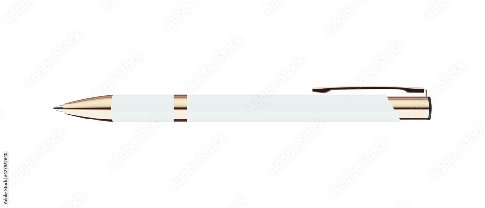 white ballpoint pen mockup isolated on white background. realistic ...