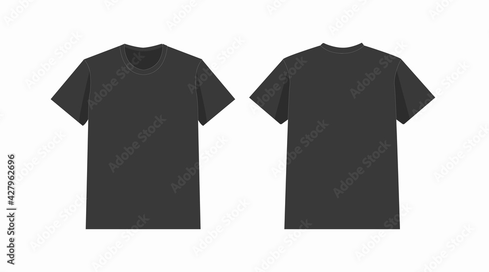 Blank black t-shirt template. Empty front and back t-shirt template Blank black t-shirt template. Empty front and back t-shirt template