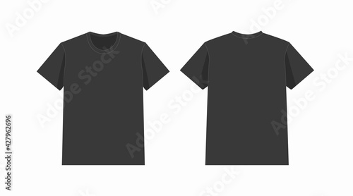 Blank black t-shirt template. Empty front and back t-shirt template