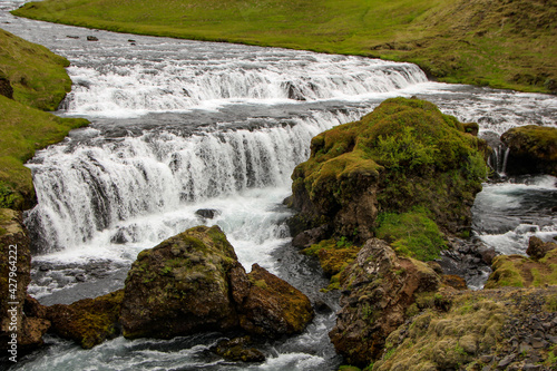 Hestava  sfoss waterfall  situated above Sk  gafoss waterfall  Iceland