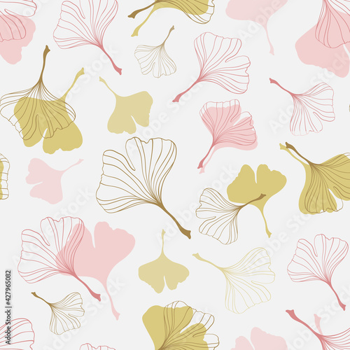 Seamless ginkgo leaves pattern
