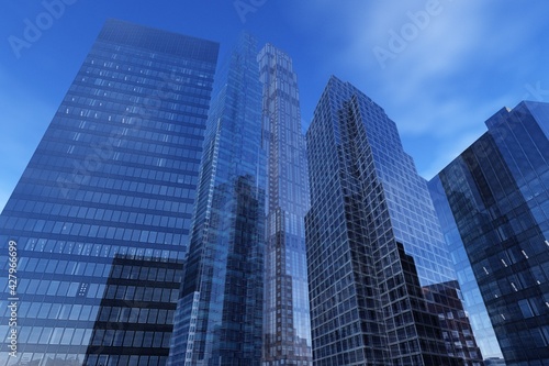 Skyscrapers  high-rise modern buildings  cityscape  3d rendering