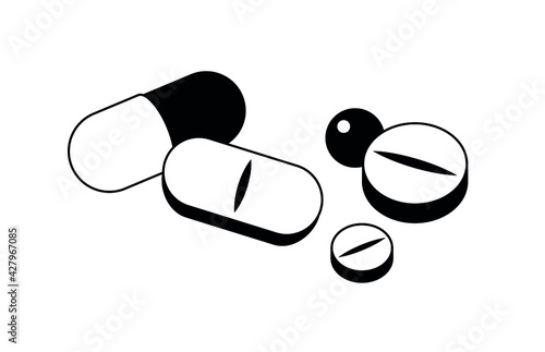 Tabletten Pillen Medizin Medikamente Icon Set