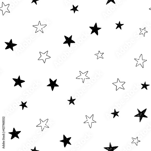 Star doodle seamless pattern. Background texture. © Matias