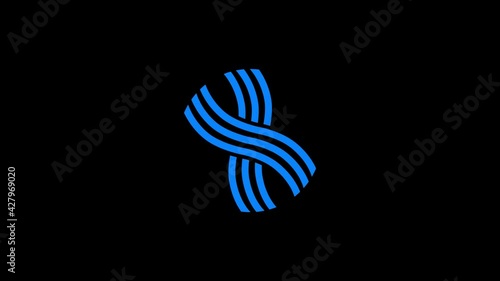 Colored graphic object that rotates clockwise in the center, varying in size, on a background with a hypnotic, psychedelic and stroboscopic effect, in 16: 9 video format.