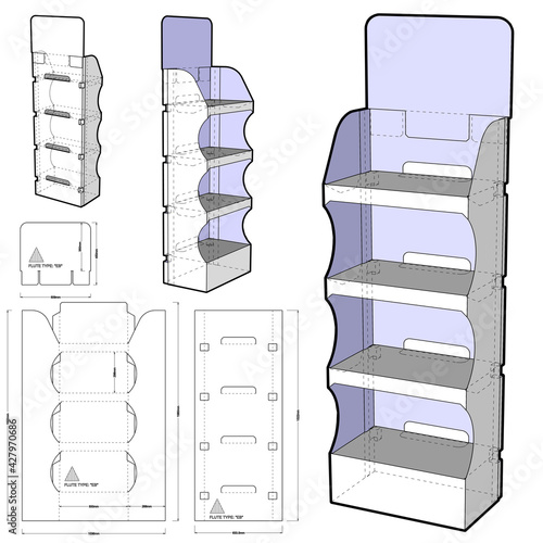 Box for Display Stand and Die-cut Pattern.