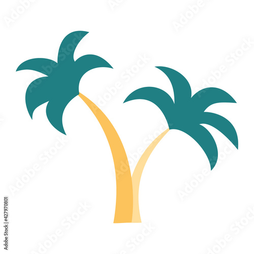 Palm tree in the flat style. Isolated on a white background. Vector illustration