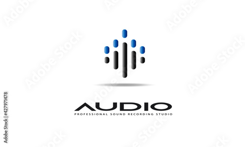 Wallpaper Mural DJ Dance Party Logo, Recording Studio Emblem, Audio Wave and Light White Gradient Background Torontodigital.ca