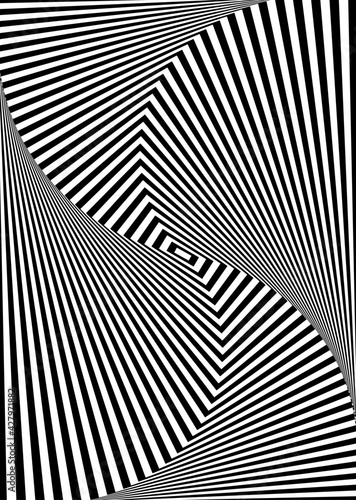 Optical illusion of torsion and rotation movement. Dynamic effect. Abstract spiral background of bright glow perspective. Vector art eps 10 for business brochure, flyer party, design banners, cover