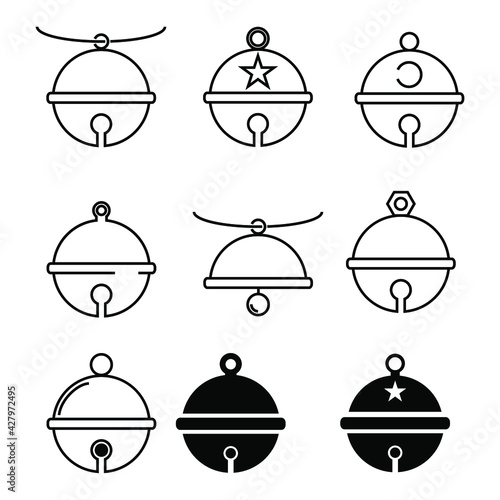 pet bell icons set. pet bell pack symbol vector elements for infographic web. 