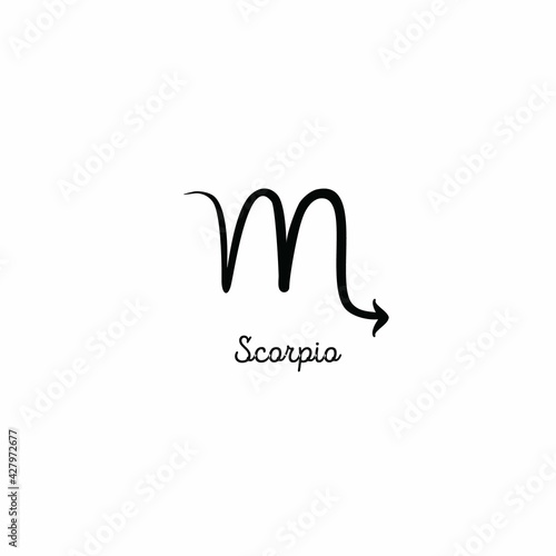 Hand drawn scorpio zodiac illustration. Simple line hand scorpion zodiac icon. The Scorpion zodiac vector symbol. Hand drawing scorpio zodiac sign
