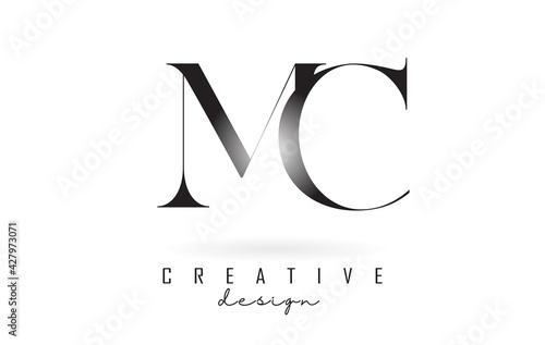 MC m c letter design logo logotype concept with serif font and elegant style vector illustration.