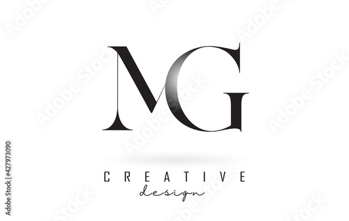 MG m g letter design logo logotype concept with serif font and elegant style vector illustration.