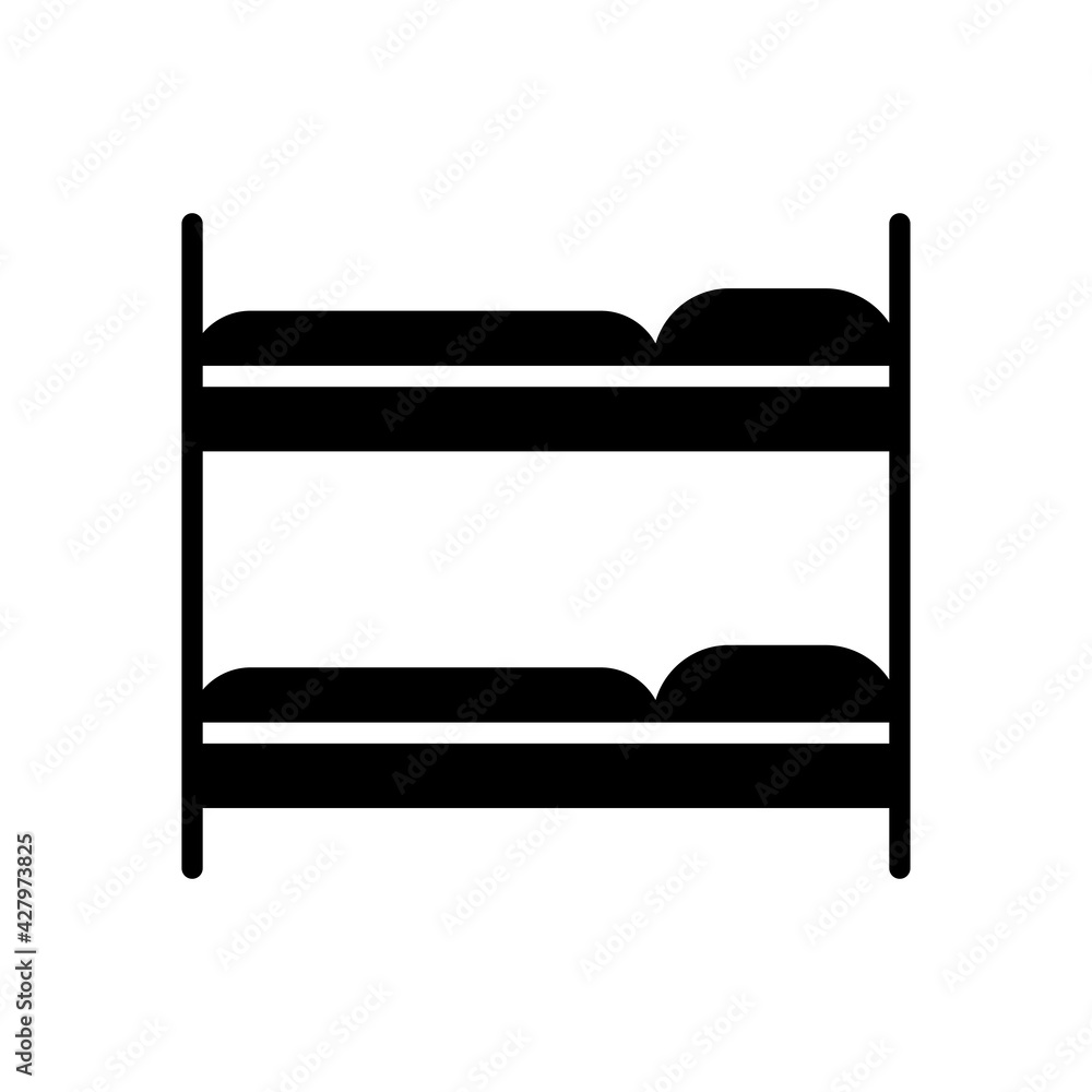 Bunk bed flat vector isolated sign glyph icon Bunk bed flat vector isolated sign glyph icon